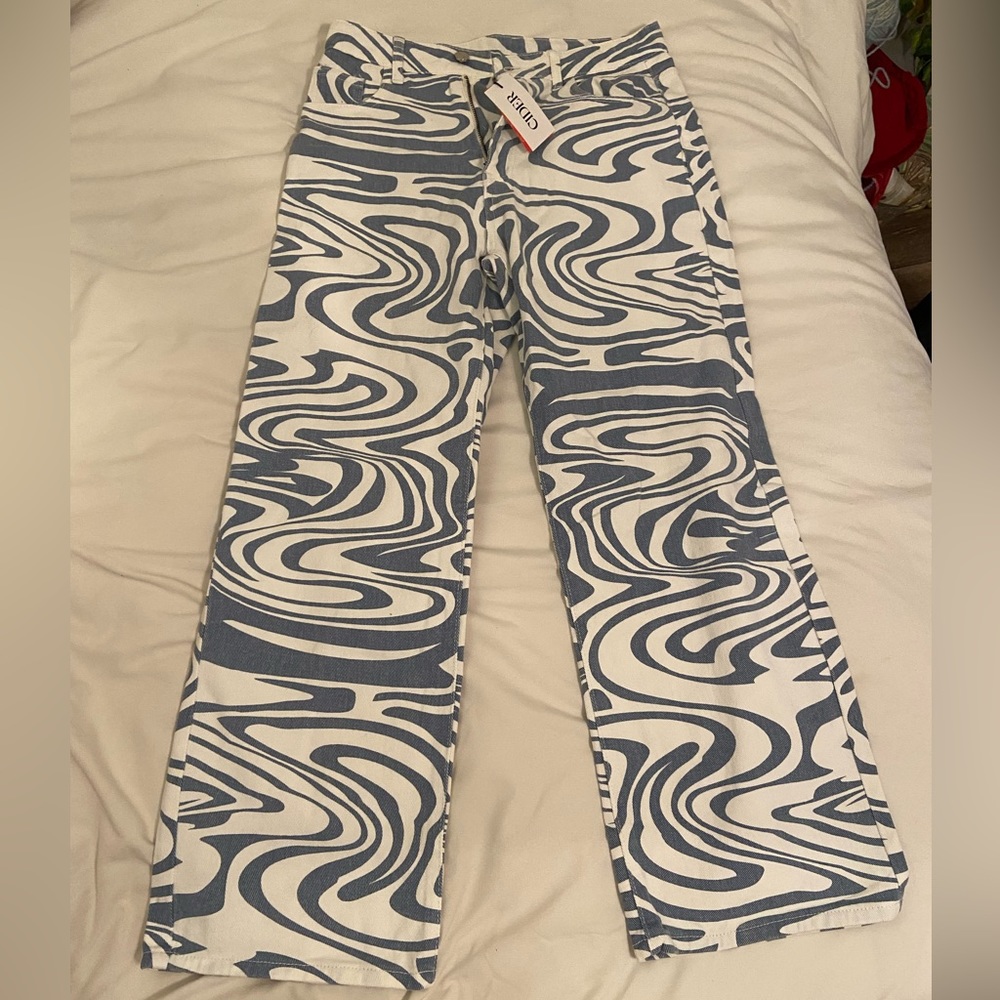 Patterned Denim Jeans